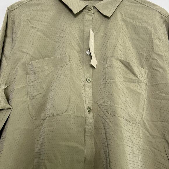 NWT Chico's Women's Button Up Shirt Sz L 12 14 Olive Green Casual Outdoor - Picture 2 of 16